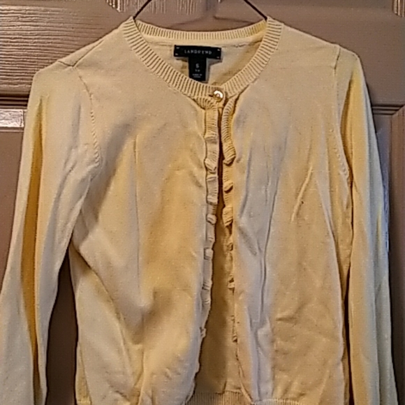 Lands End girls cardigan sweater yellow 7/8. - Picture 2 of 7
